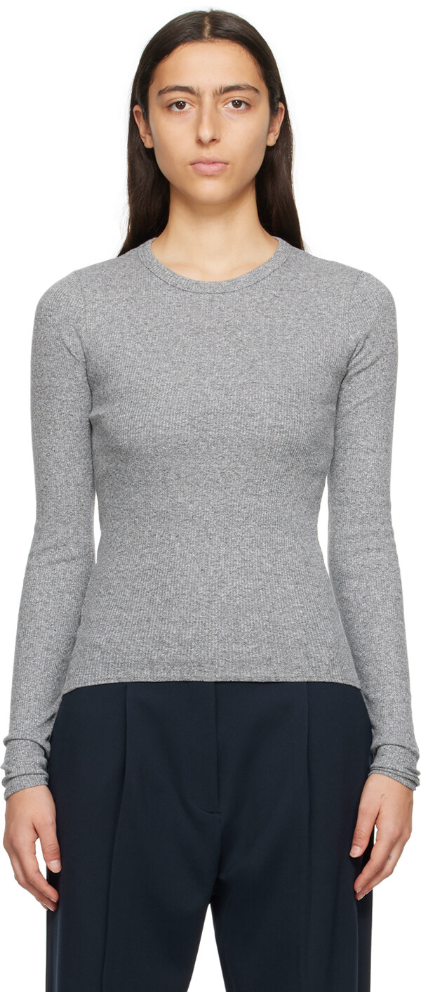 

Серая футболка с длинным рукавом Essential Heather rag & bone, Серый, Серая футболка с длинным рукавом Essential Heather rag & bone