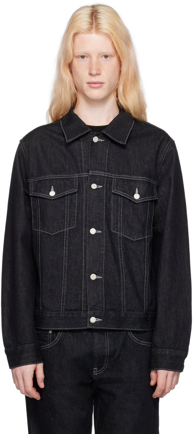 Черная джинсовая куртка с раздвинутым воротником Helmut Lang