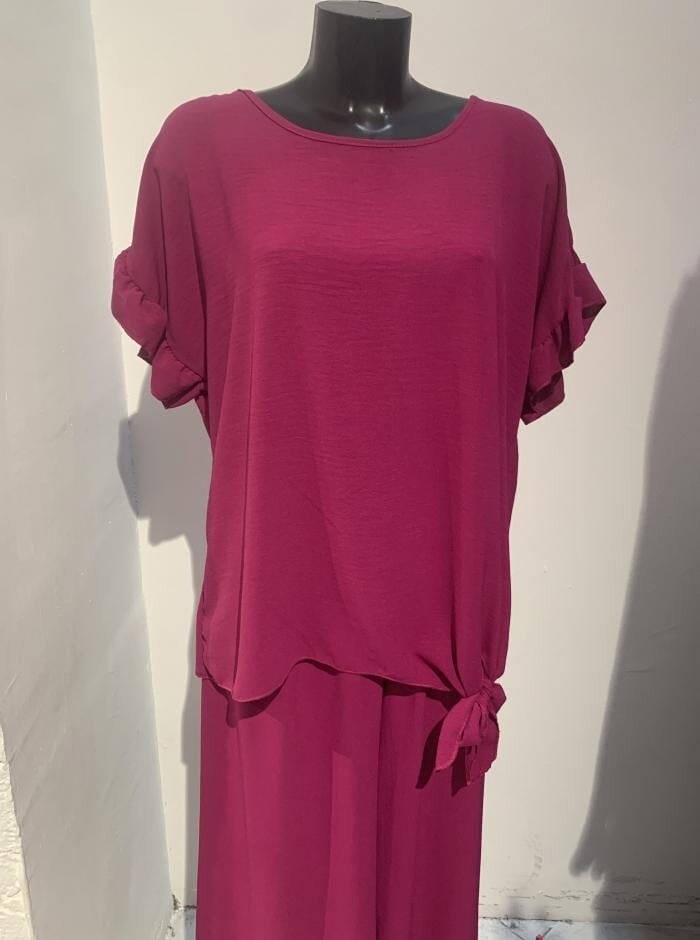 

Короткий рукав Coord с воланами и бантом, цвет Cerise