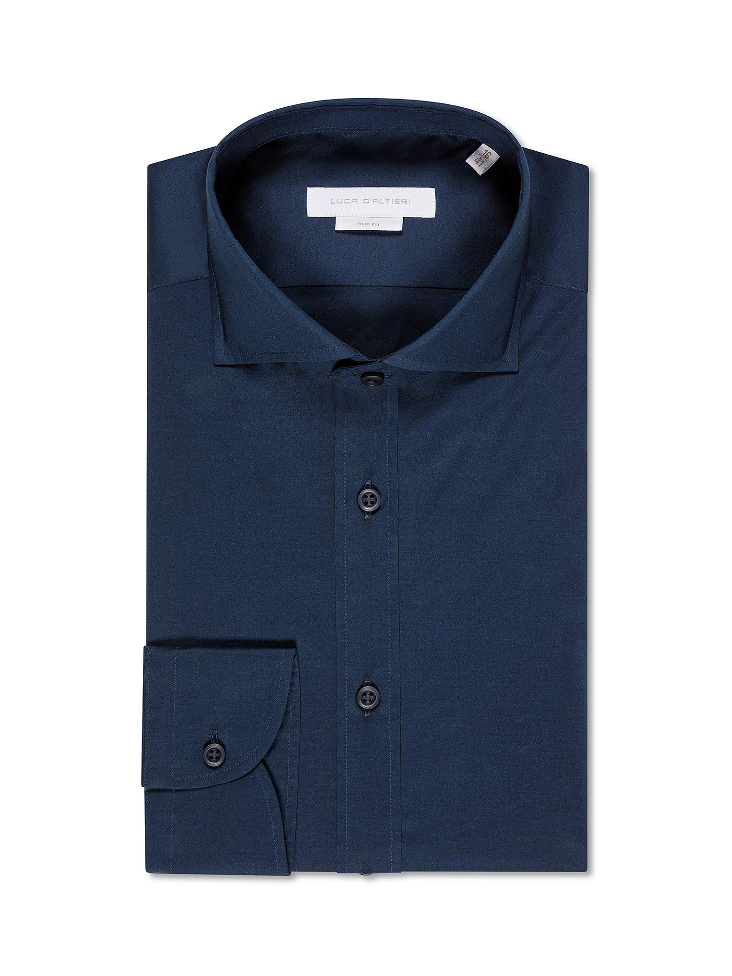 Рубашка узкого кроя из эластичного хлопка Luca D'Altieri, синий рубашка однотонная с длинными рукавами и костюмным воротником