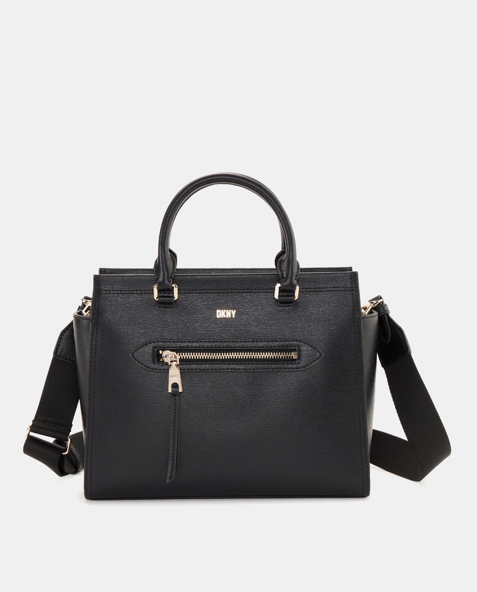Большая черная сумка на молнии DKNY, черный сумка на плечо coolpodarok клубника со страшной пастью