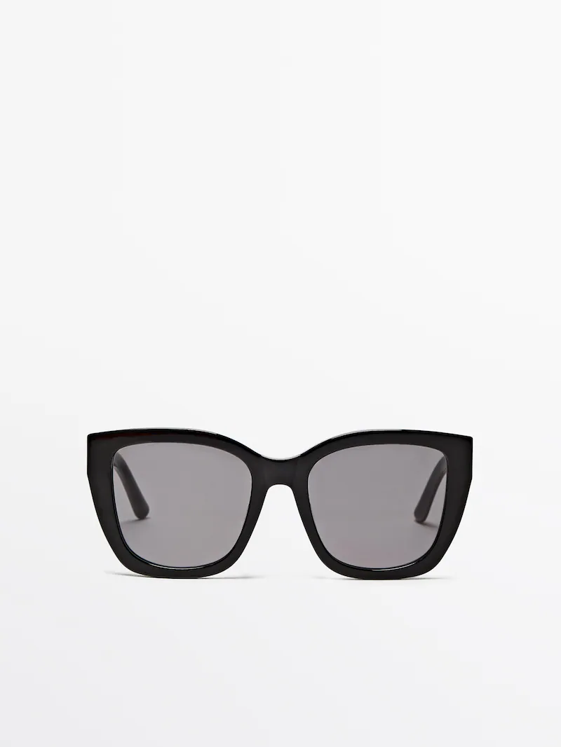 солнцезащитные очки massimo dutti oval изумрудный Квадратные солнцезащитные очки Massimo Dutti, черный