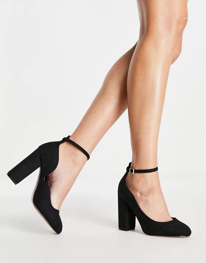

Черные туфли на высоком блочном каблуке ASOS Placid