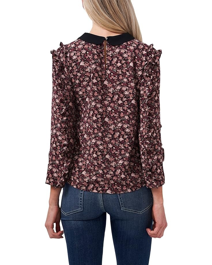

Блуза CeCe 3/4 Sleeve Peter Pan Collar Blouse, цвет Rich Black
