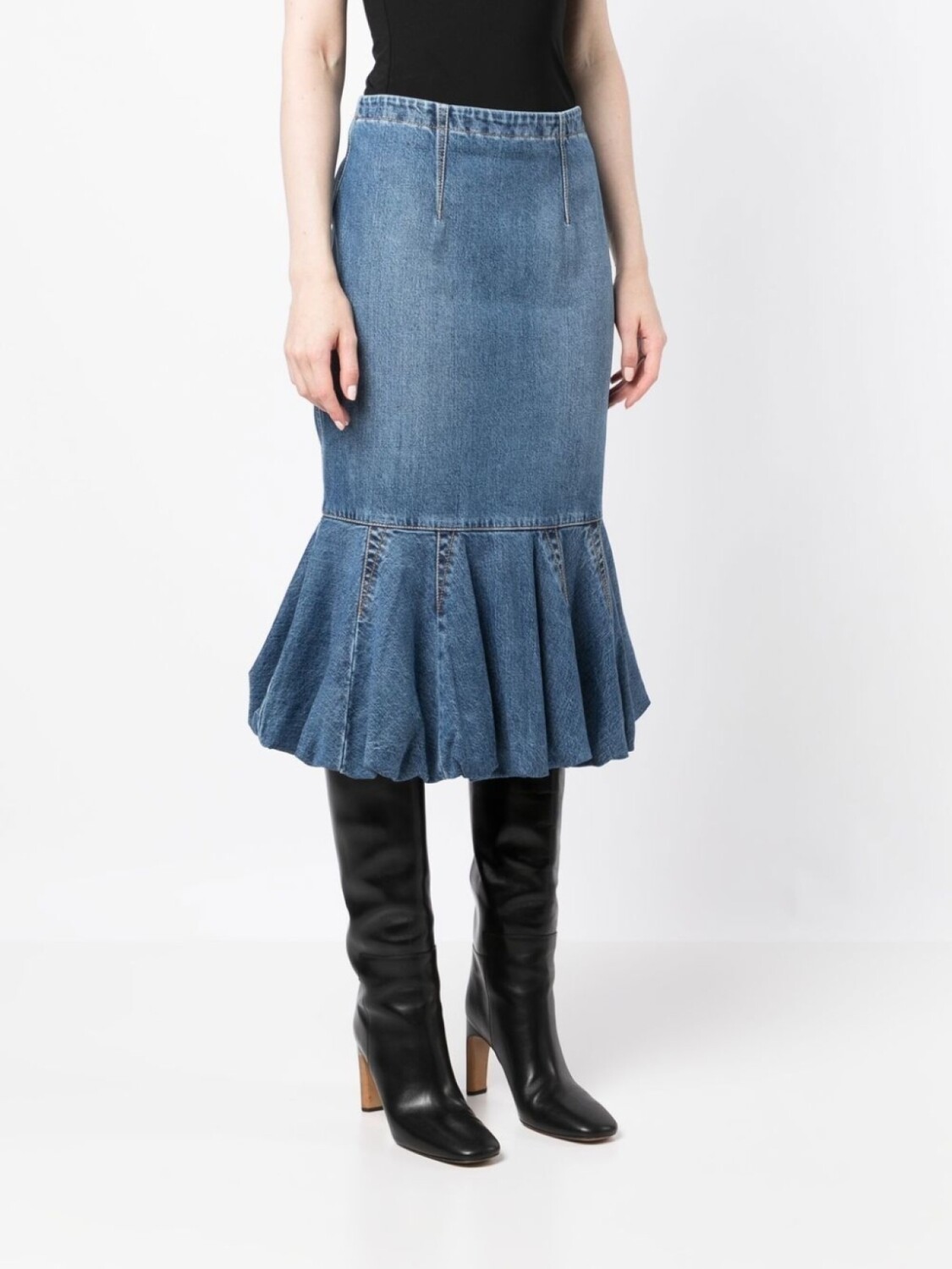 

Alaïa джинсовая юбка миди Fit and Flare, синий