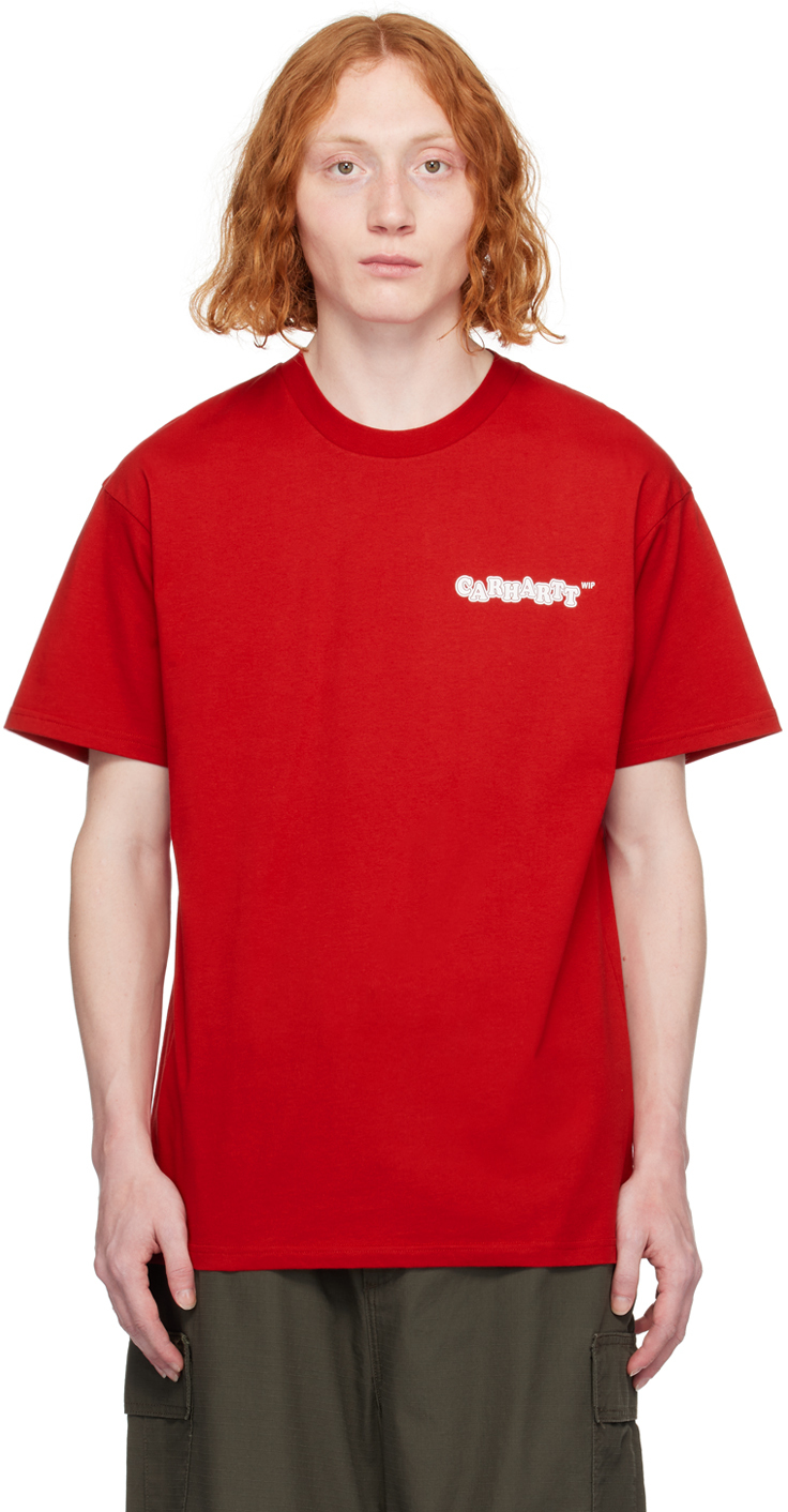 Красная футболка с надписью «Фастфуд» Carhartt Work In Progress