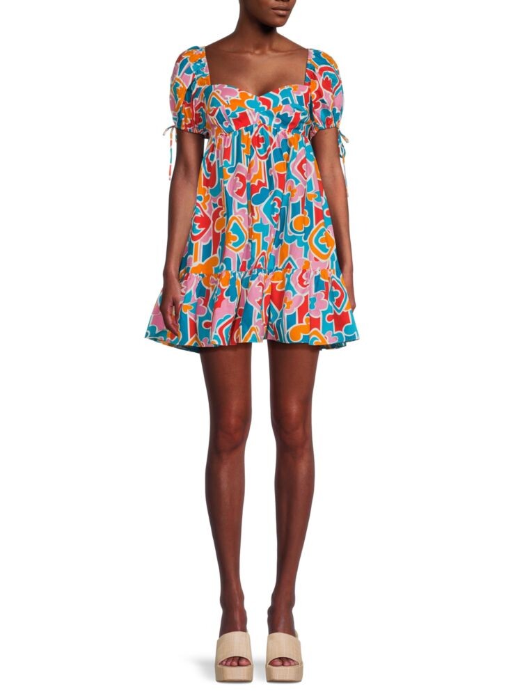 

Мини-платье Babydoll с геометрическим узором Sicily Amanda Uprichard, цвет Blue Multicolor
