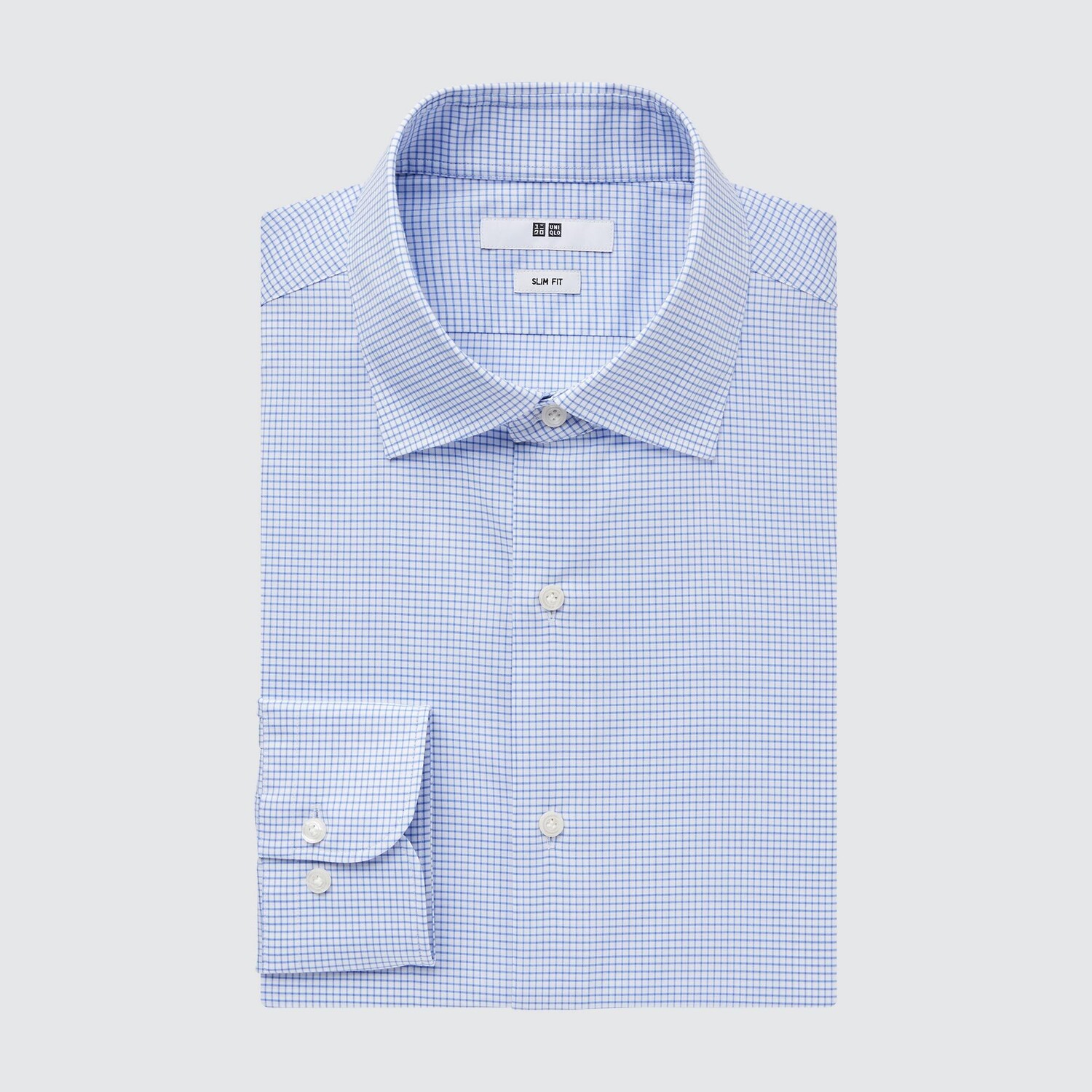 

Рубашка UNIQLO Easy Care узкого кроя в клетку, синий