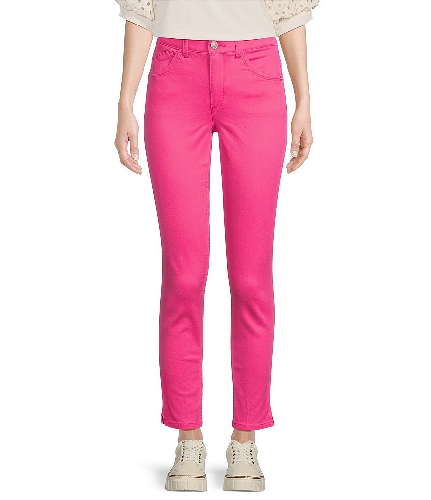 Твиловые джинсы скинни с боковыми разрезами по щиколотку Gibson & Latimer Perfect Fit, розовый
