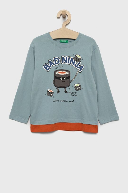 

Детская хлопковая футболка с длинными рукавами United Colors of Benetton, синий