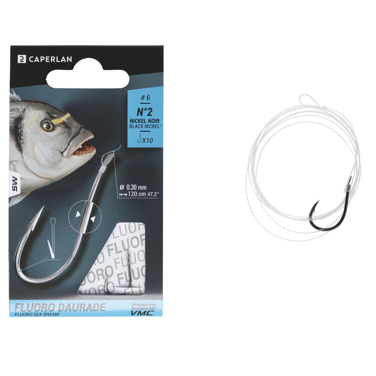 

Крючки Decathlon Sn Fluoro Seabream с лопаточными концами на леску для морской рыбалки Caperlan, серебро