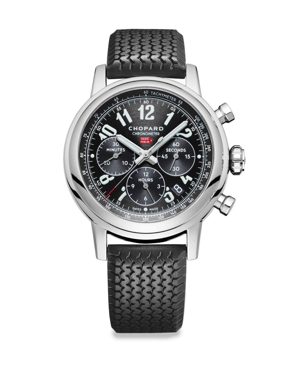 Часы Mille Miglia из нержавеющей стали и с каучуковым ремешком Chopard, черный chopard 1000 miglia edt m 80ml