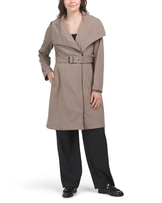

Пальто с запахом и воротником-конвертом на поясе Bcbgmaxazria, цвет Biscotti