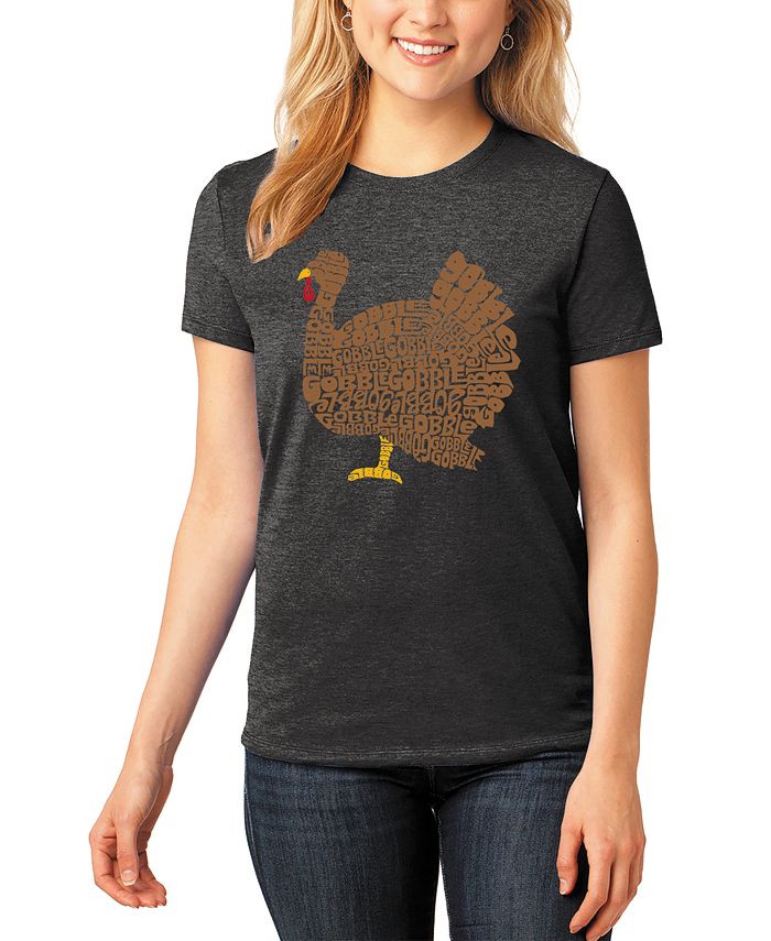 Женская футболка Premium Blend Word Art с короткими рукавами на День Благодарения LA Pop Art, черный