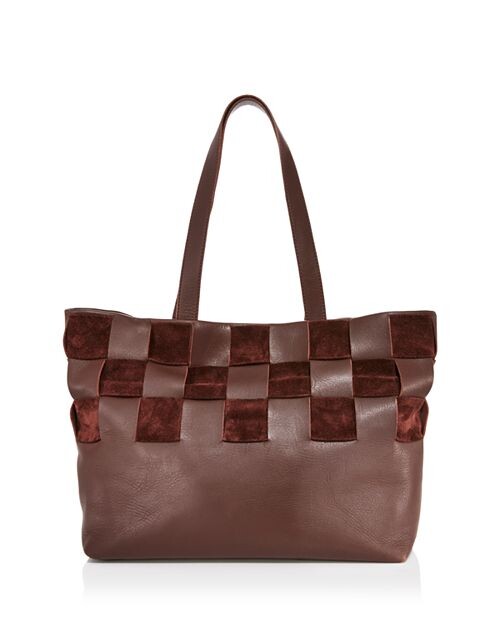 

Кожаная сумка-тоут Piazza Basket с плетением Madewell, цвет Brown