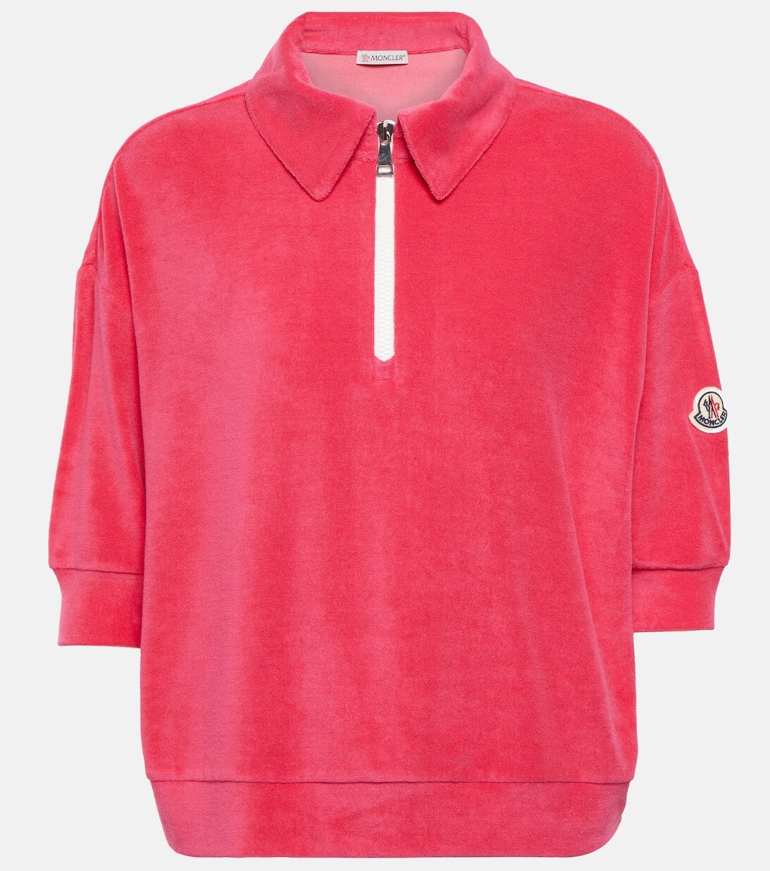 

Рубашка поло из хлопковой махровой ткани MONCLER, розовый