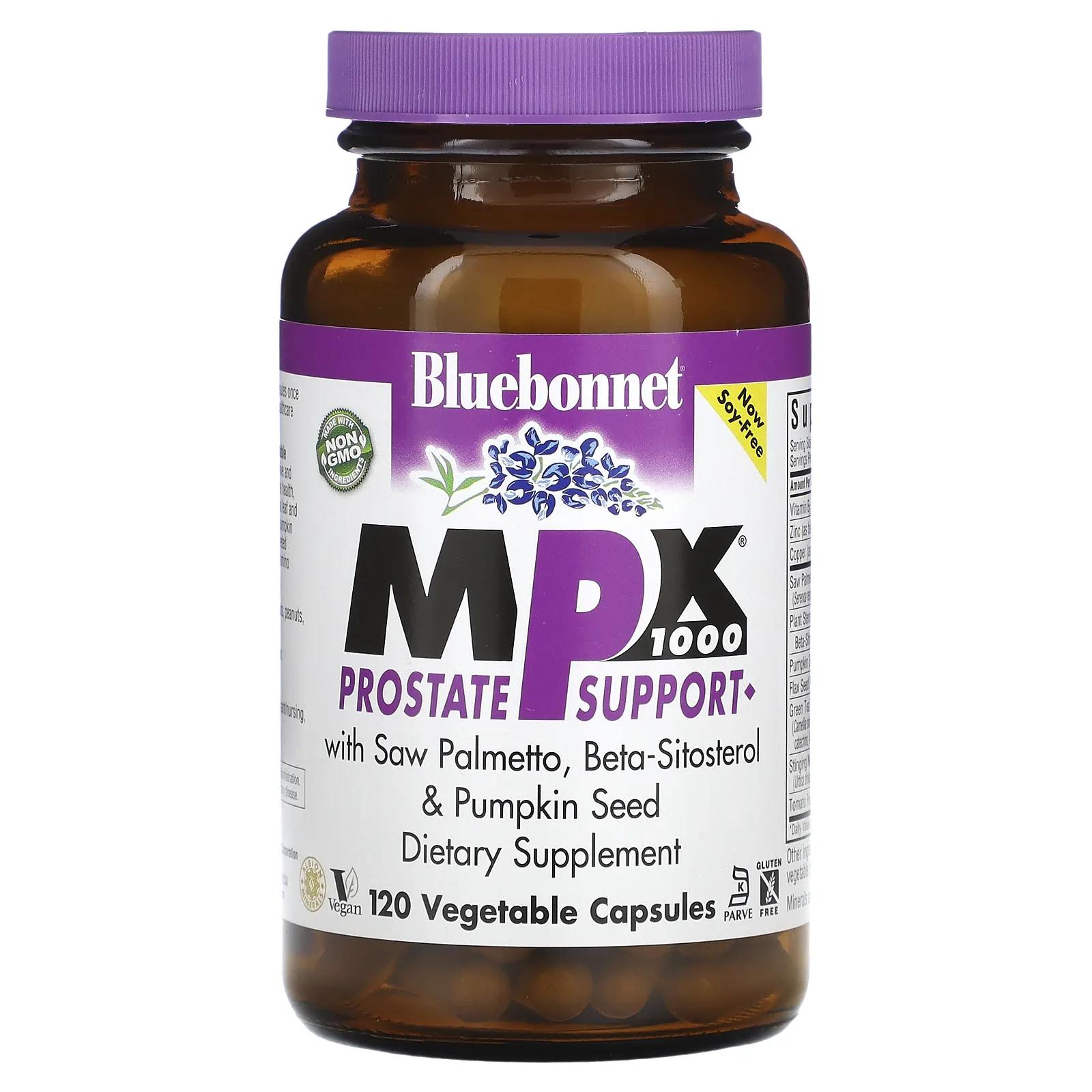 Bluebonnet Nutrition MPX 1000 поддержка предстательной железы 120 вегетарианских капсул bluebonnet nutrition early promise prenatal gentle dha 200 mg 60 vegetarian softgels