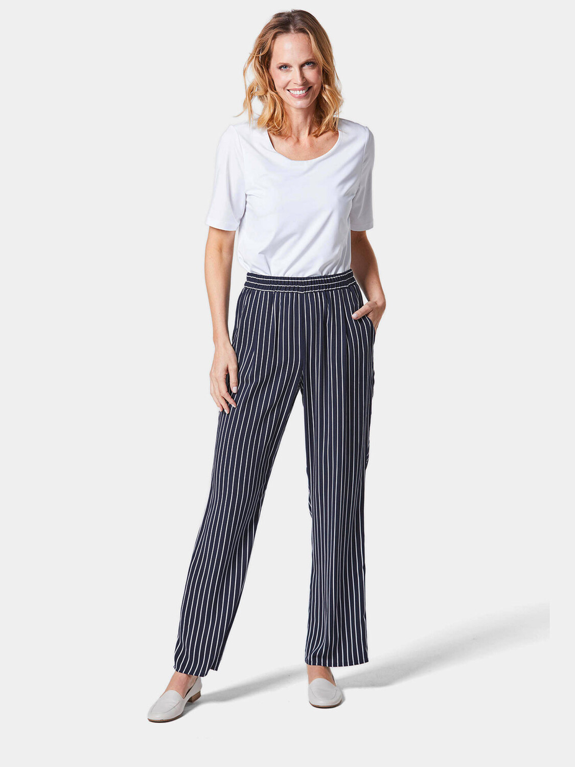 

Брюки GOLDNER Palazzo Hose, цвет marine/weiß/gestreift