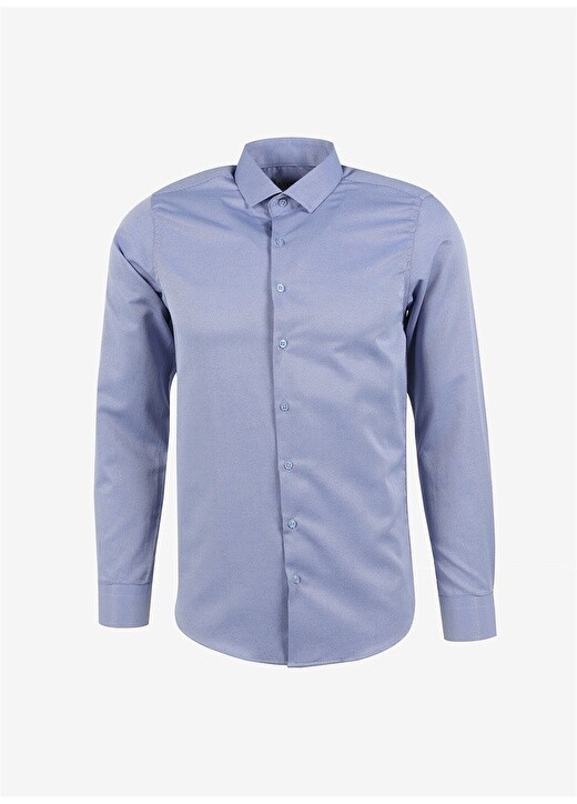 

Синяя мужская рубашка Slim Fit с классическим воротником Süvari
