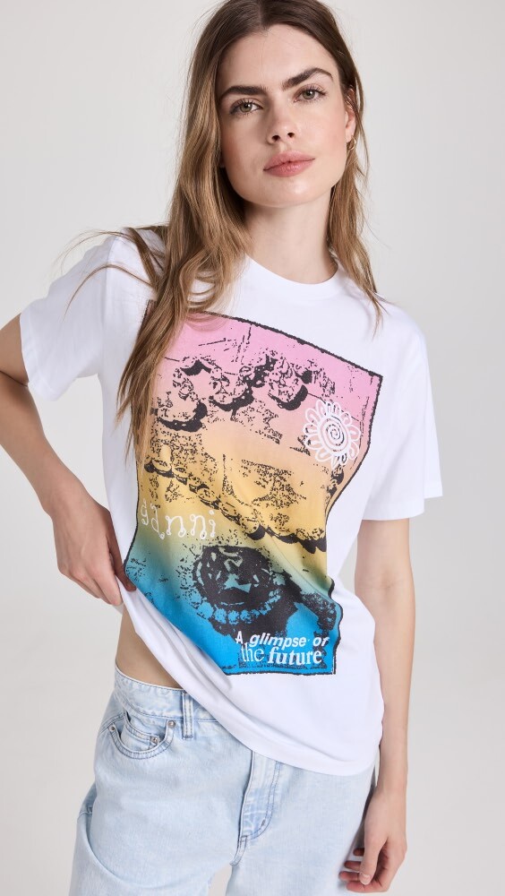 

Футболка GANNI Basic Jersey Glimpse Relaxed, белый