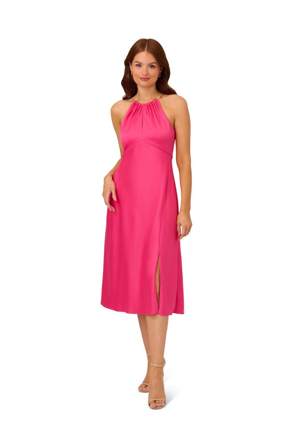 Платье с бретелькой из атласного крепа Adrianna Papell, розовый inspire платье с косым вырезом сбоку оранжевый