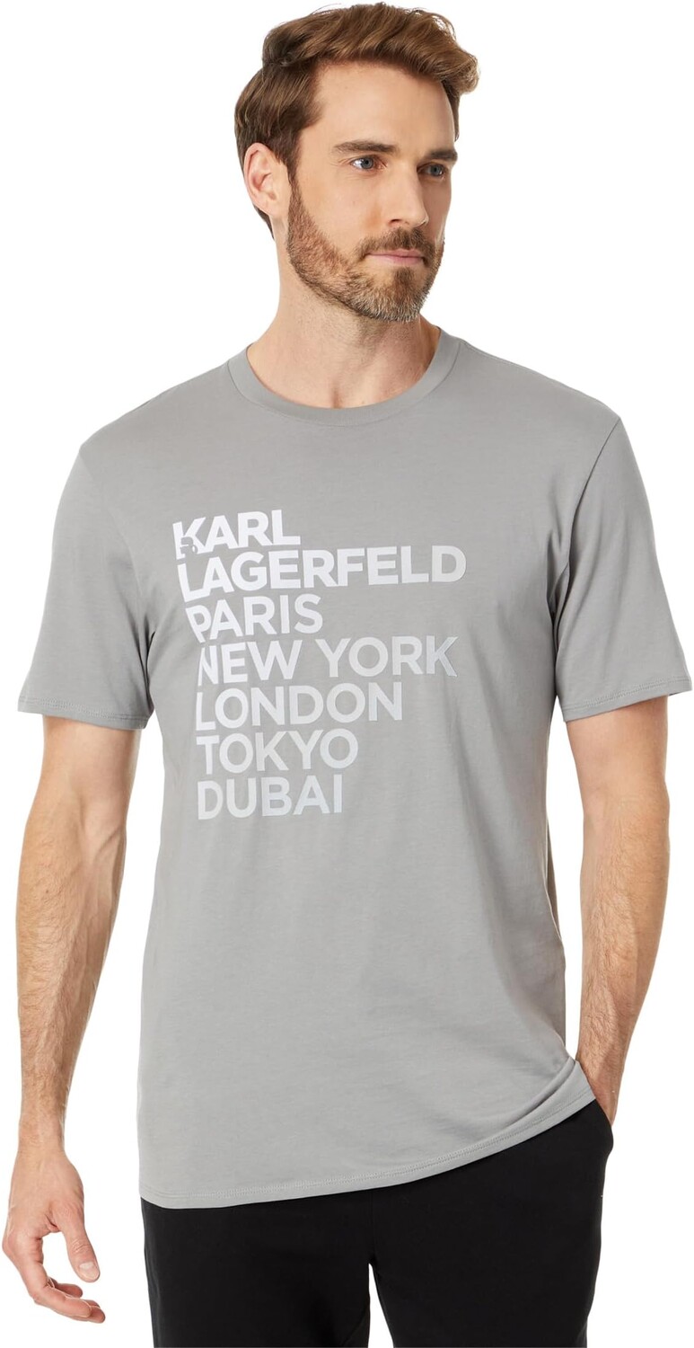 

Футболка с коротким рукавом и надписью Karl Cities Karl Lagerfeld Paris, серый