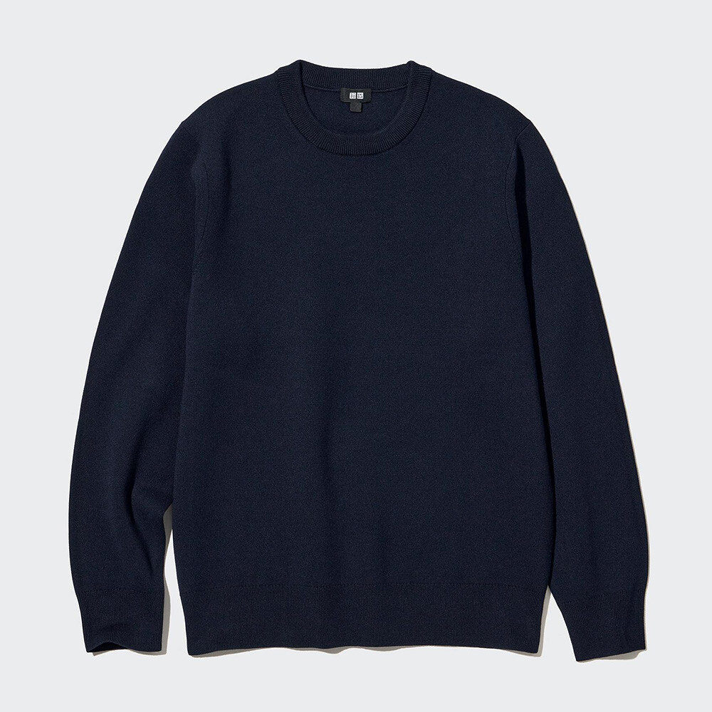 

Uniqlo мужской и женский свитер в рубчик с круглым вырезом, верхний свитер с длинными рукавами, свитер