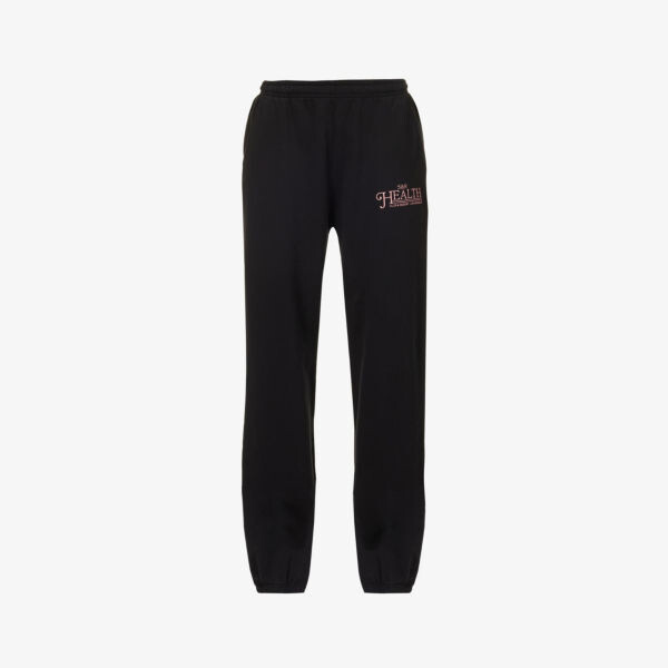 

Зауженные спортивные брюки resort из хлопкового джерси со средней посадкой Sporty & Rich, черный