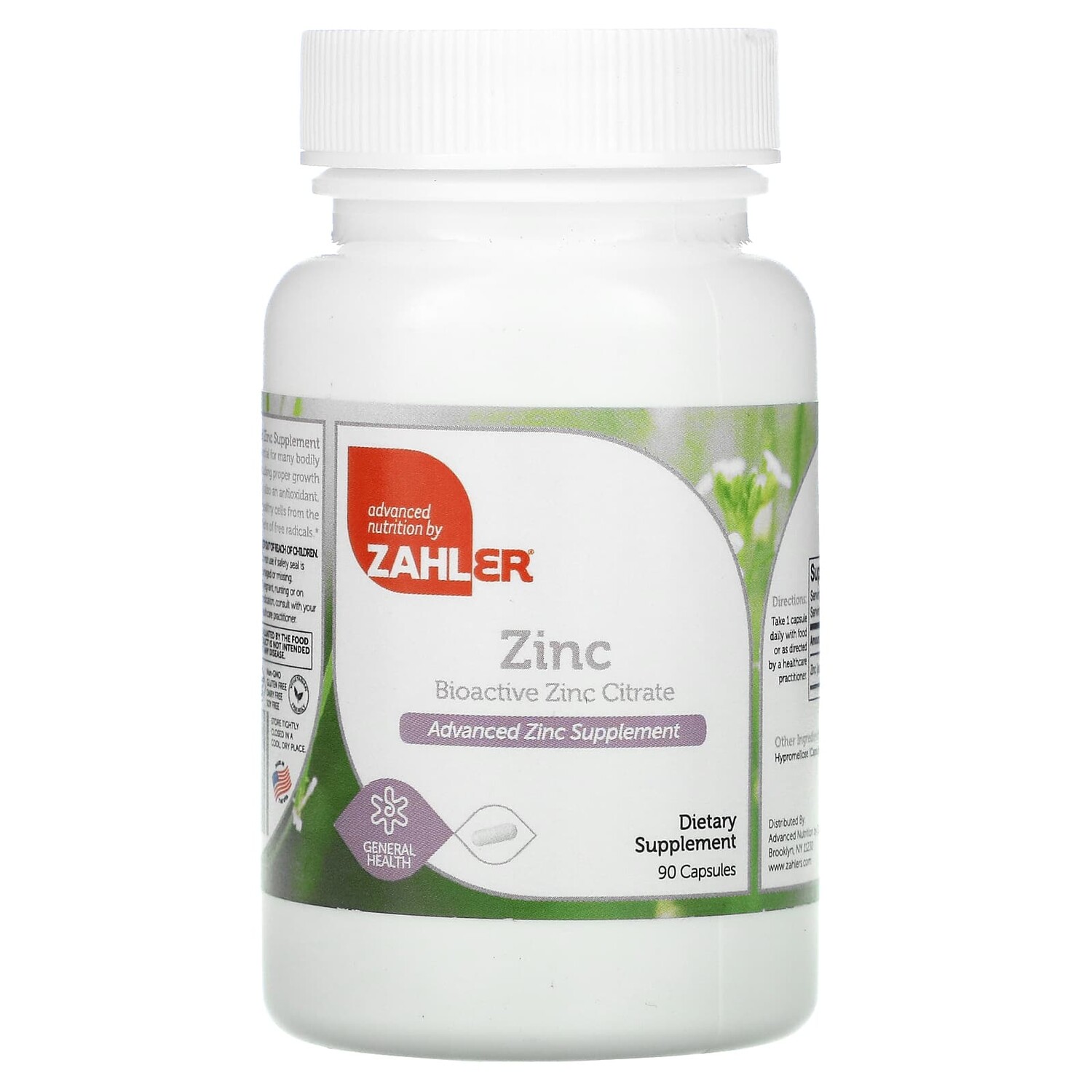 

Zinc, биоактивный цитрат цинка, 90 капсул, Zahler