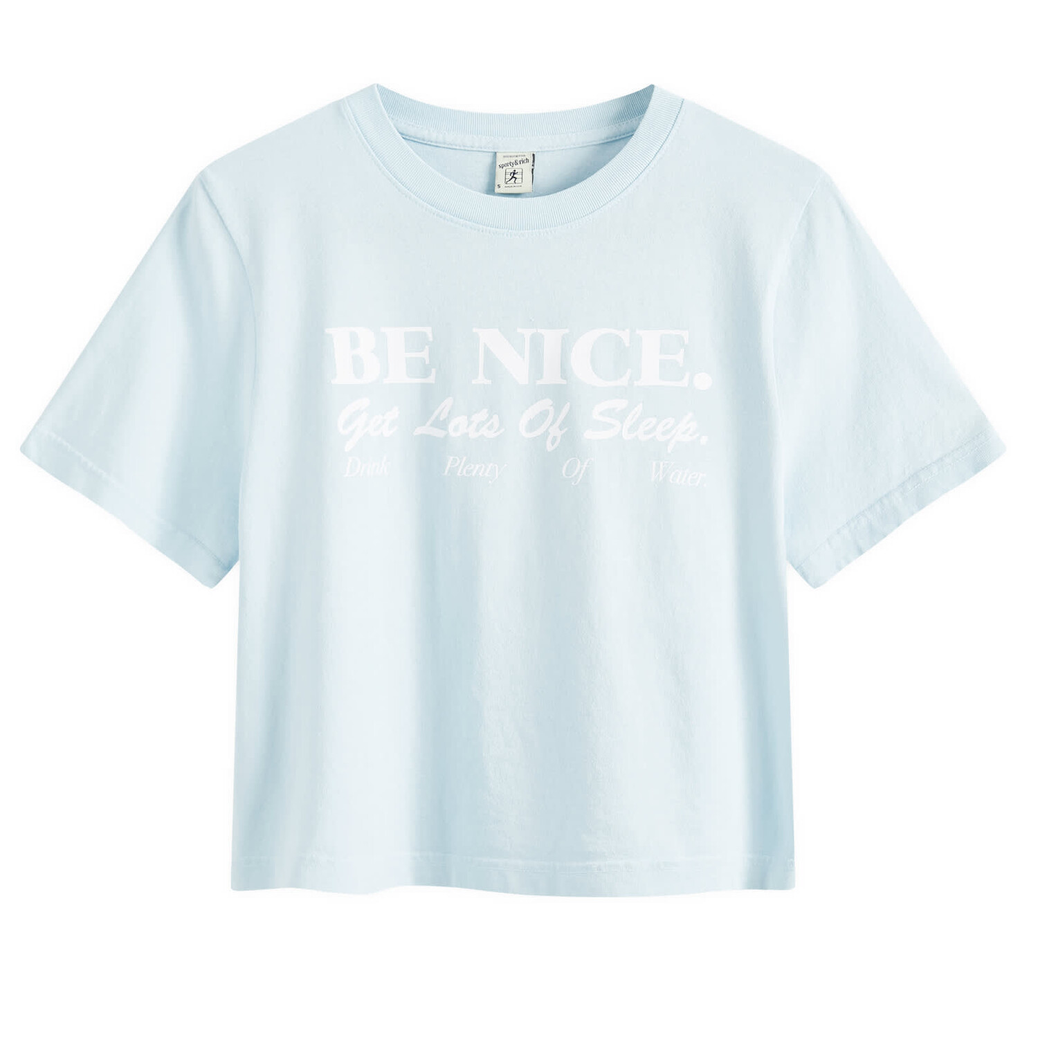 

Футболка Sporty & Rich Be Nice Cropped T-Shirt, цвет Baby Blue