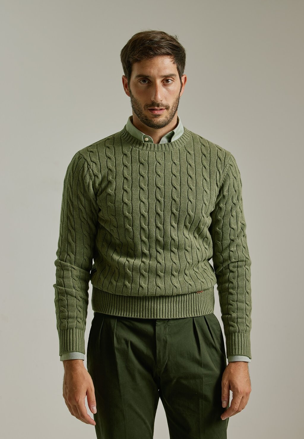 

Вязаный свитер CABLE KNIT PuroEgo, зеленый
