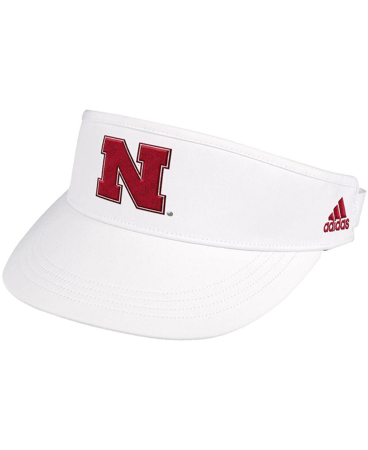 

Мужские белые кроссовки Nebraska Huskers Sideline Coach Performance с высоким козырьком adidas