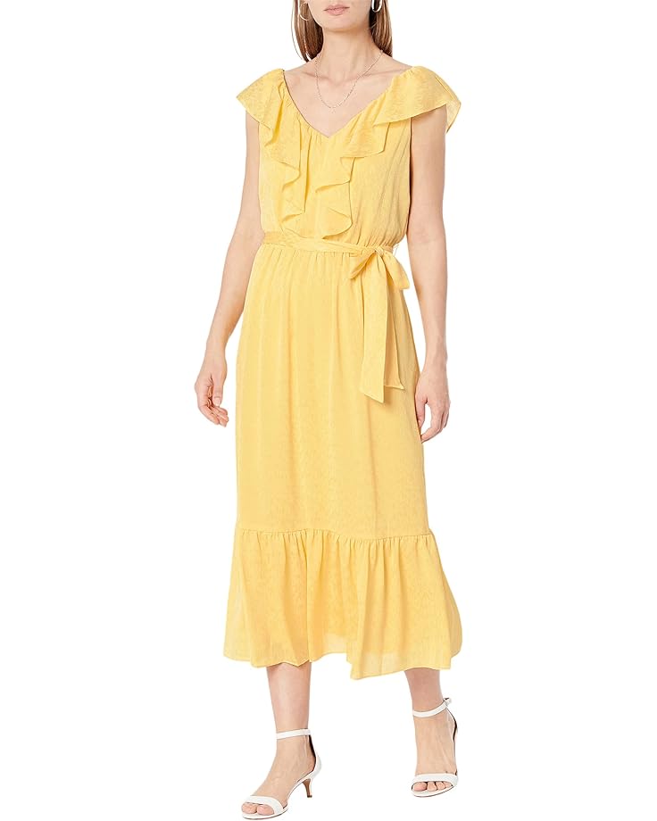 цена Платье DKNY Sleeveless V-Neck Ruffled, цвет Lemonade
