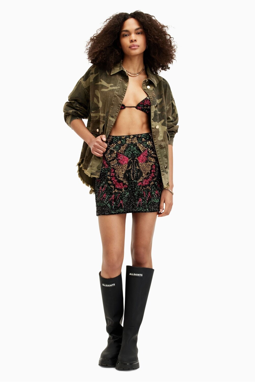 

Юбка Allsaints jamilia с декором All Saints, черный