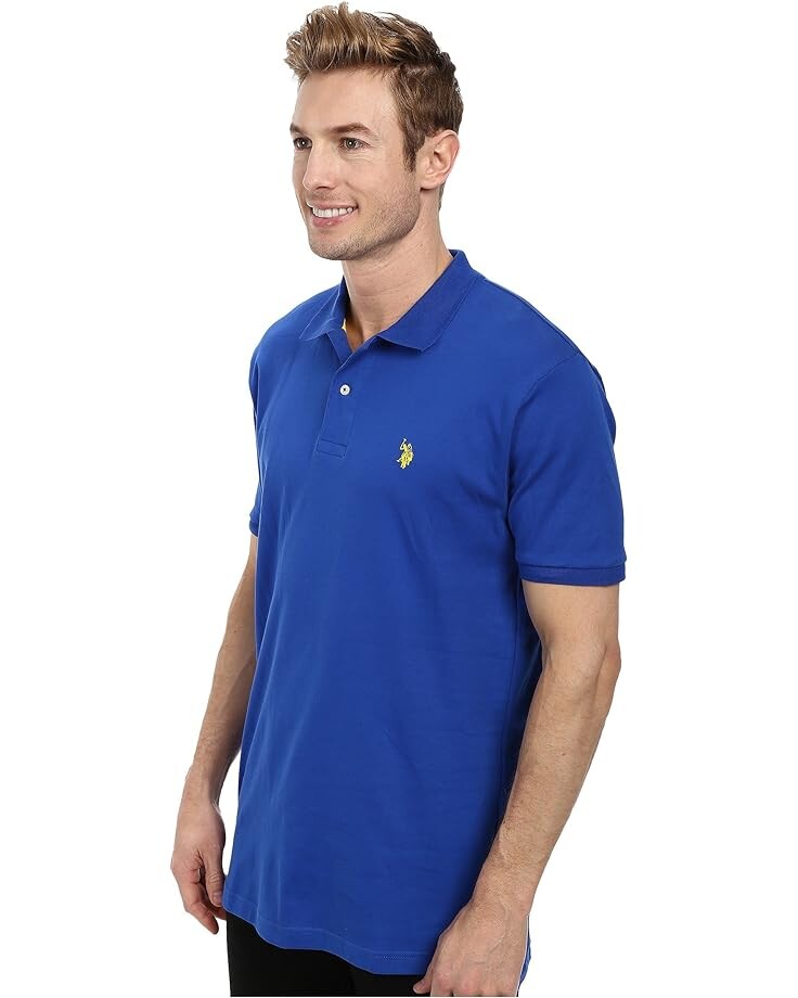 цена Поло U.S. POLO ASSN. Solid Interlock Polo, цвет Cobalt Blue