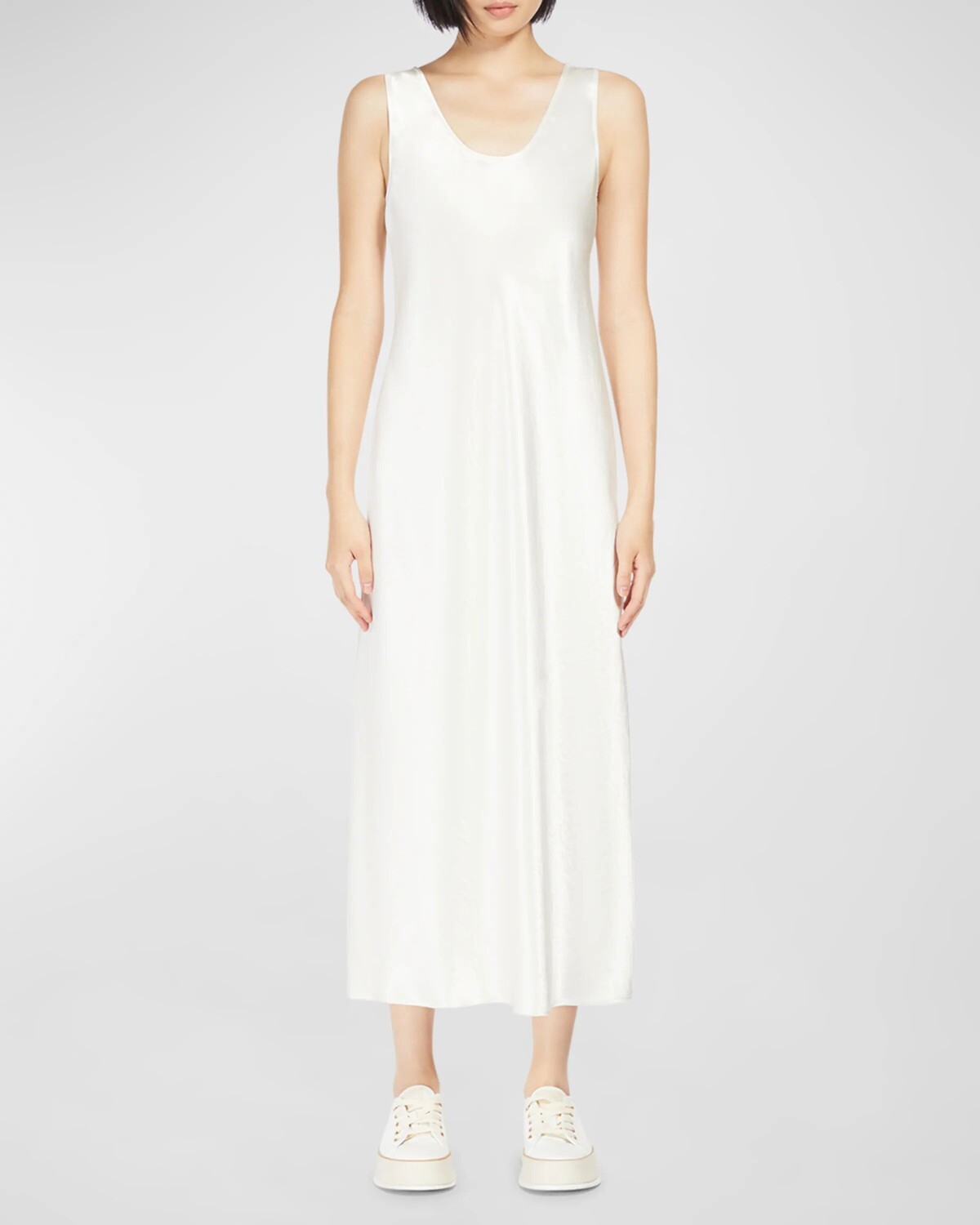 

Атласное платье миди без рукавов Talete Max Mara Leisure, белый