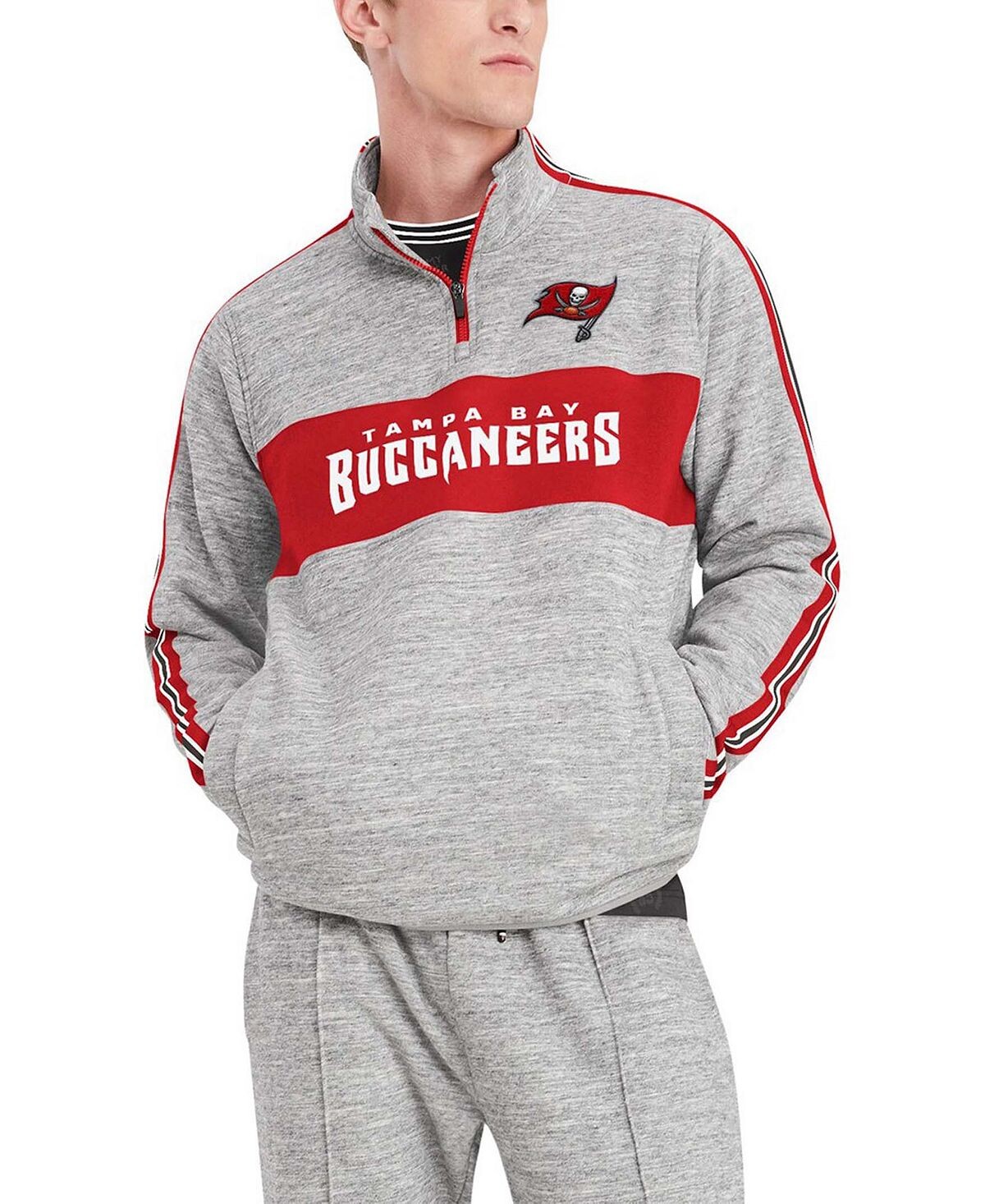 

Мужская куртка с молнией в четверть цвета Tampa Bay Buccaneers Mario серого цвета Хизер Tommy Hilfiger, Серый
