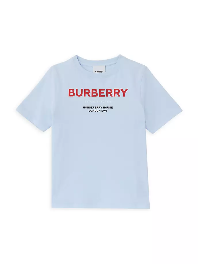 

Футболка Horseferry с логотипом Little Boy's & Boy's Burberry, цвет pale blue