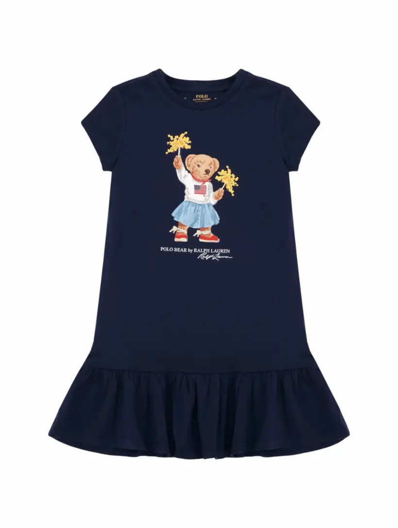 

Хлопковое платье Polo Bear Ralph Lauren, тёмно-синий