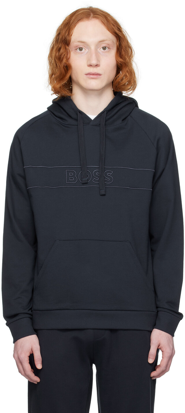 

Темно-синий худи с вышивкой Boss, цвет Dark blue