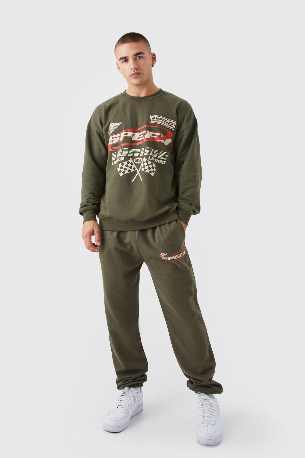 

Спортивный костюм с мотографикой Boohoo, хаки