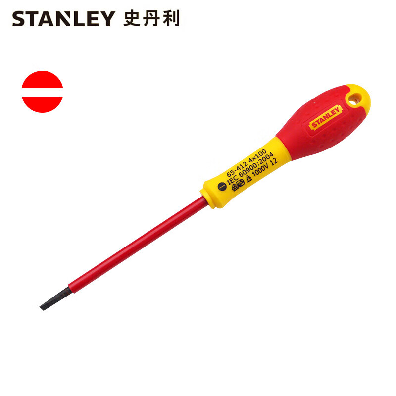 STANLEY Отвертка Stanley с изолированной рукояткой, двухцветная, 4x100 мм 65-412-14 1 комплект (всего 2)