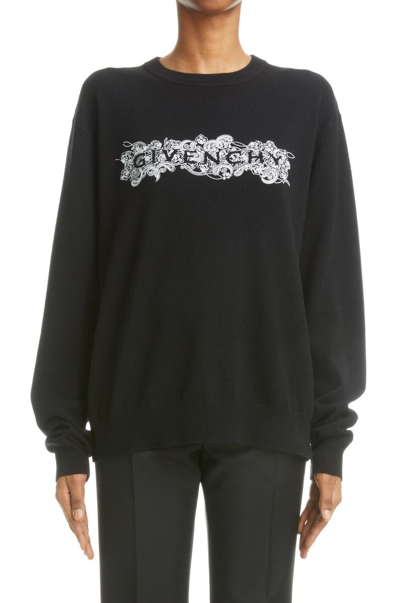 

Кашемировый свитер с логотипом 4G GIVENCHY, черный/белый