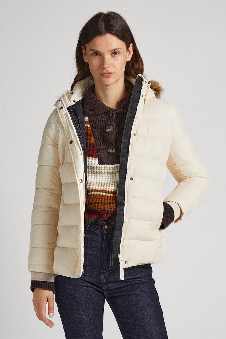 Водонепроницаемая утепленная зимняя куртка с капюшоном Pepe Jeans London, бежевый свитшот pepe jeans размер xl бежевый