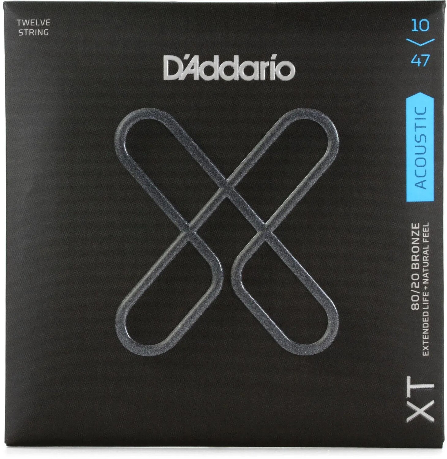 

Струны для акустической гитары D'Addario XTABR1047-12 XT 80/20 Bronze — .10-.047 Extra Light, 12-струнная