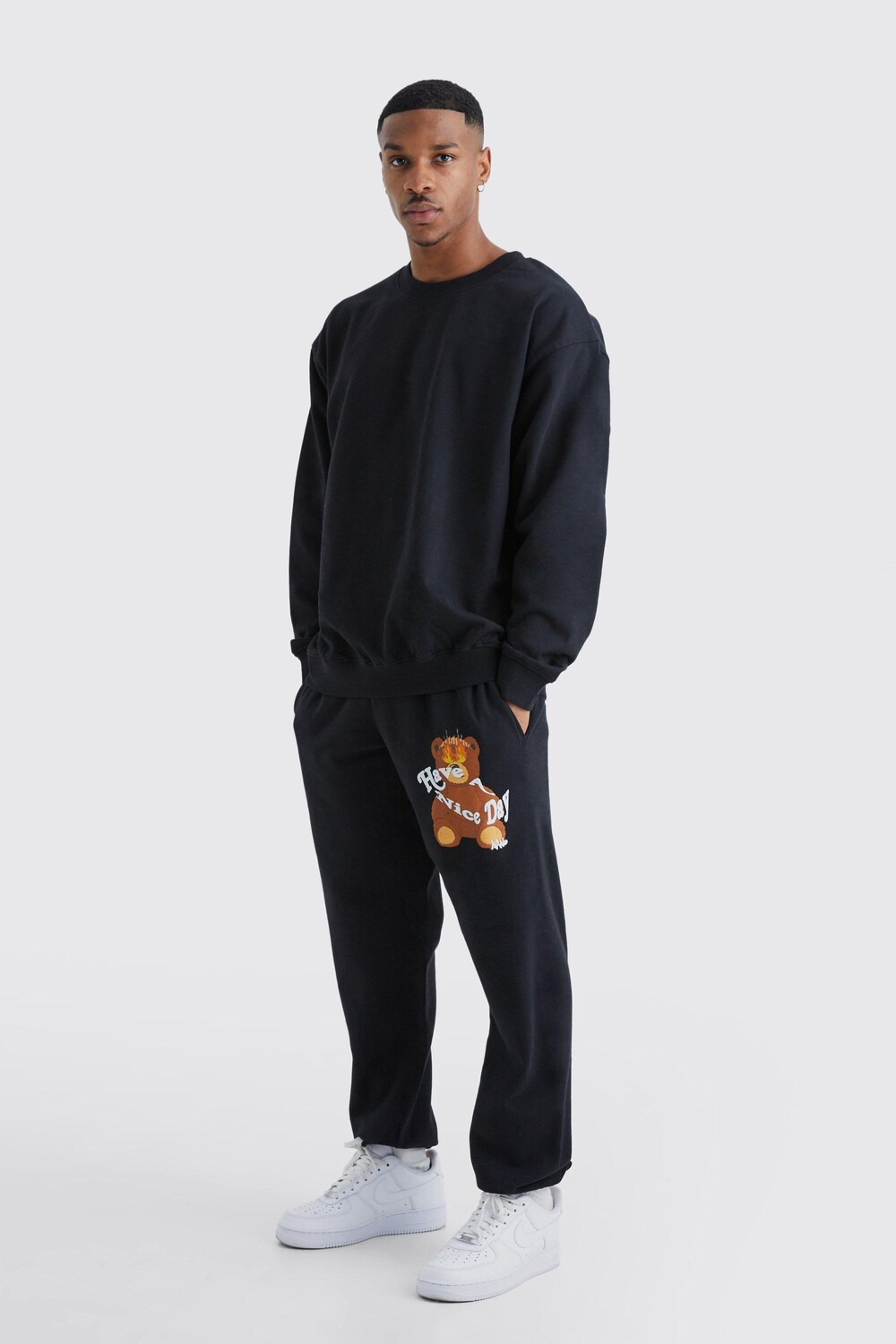 

Спортивный костюм oversized have a nice day Boohoo, черный