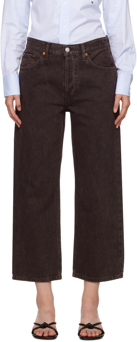 коричневые брюки клеш re done Коричневые свободные укороченные джинсы Re/Done