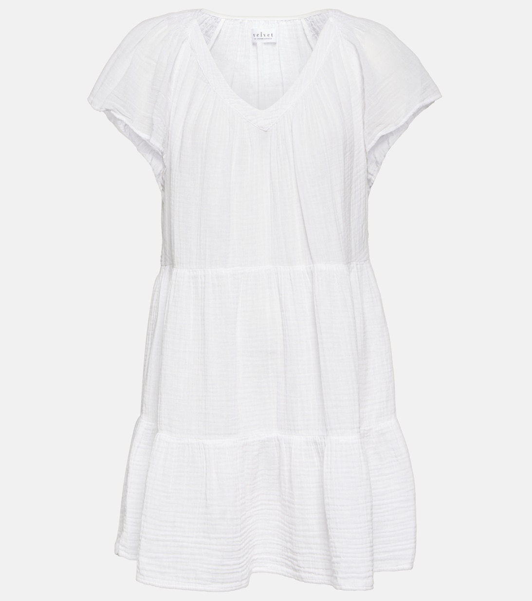 цена Ярусное мини-платье Eleanor из хлопка VELVET, белый