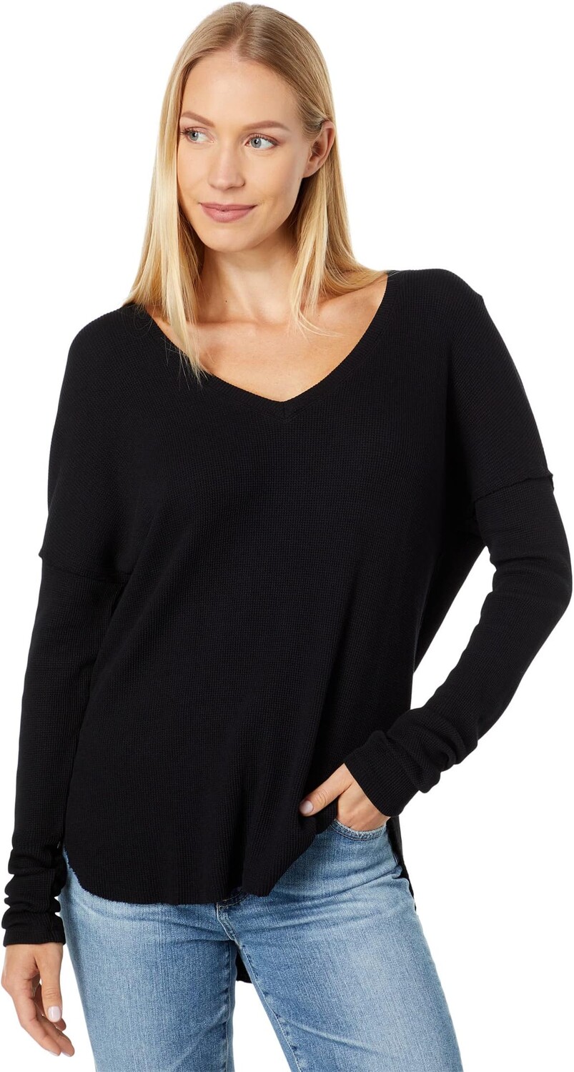 

Футболка bobi Los Angeles Drop Shoulder V-Neck Tee, черный