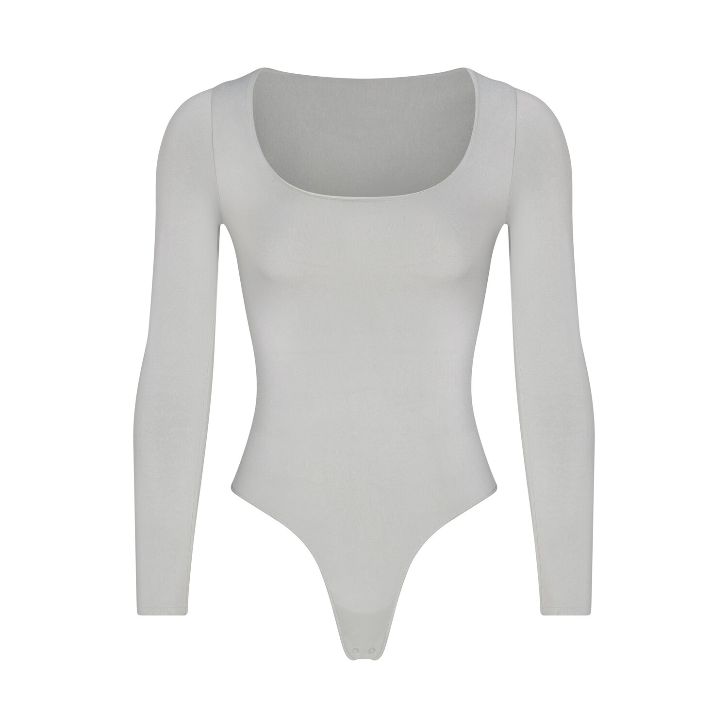 

Essential боди с длинными рукавами и вырезом-кружком SKIMS, цвет light grey